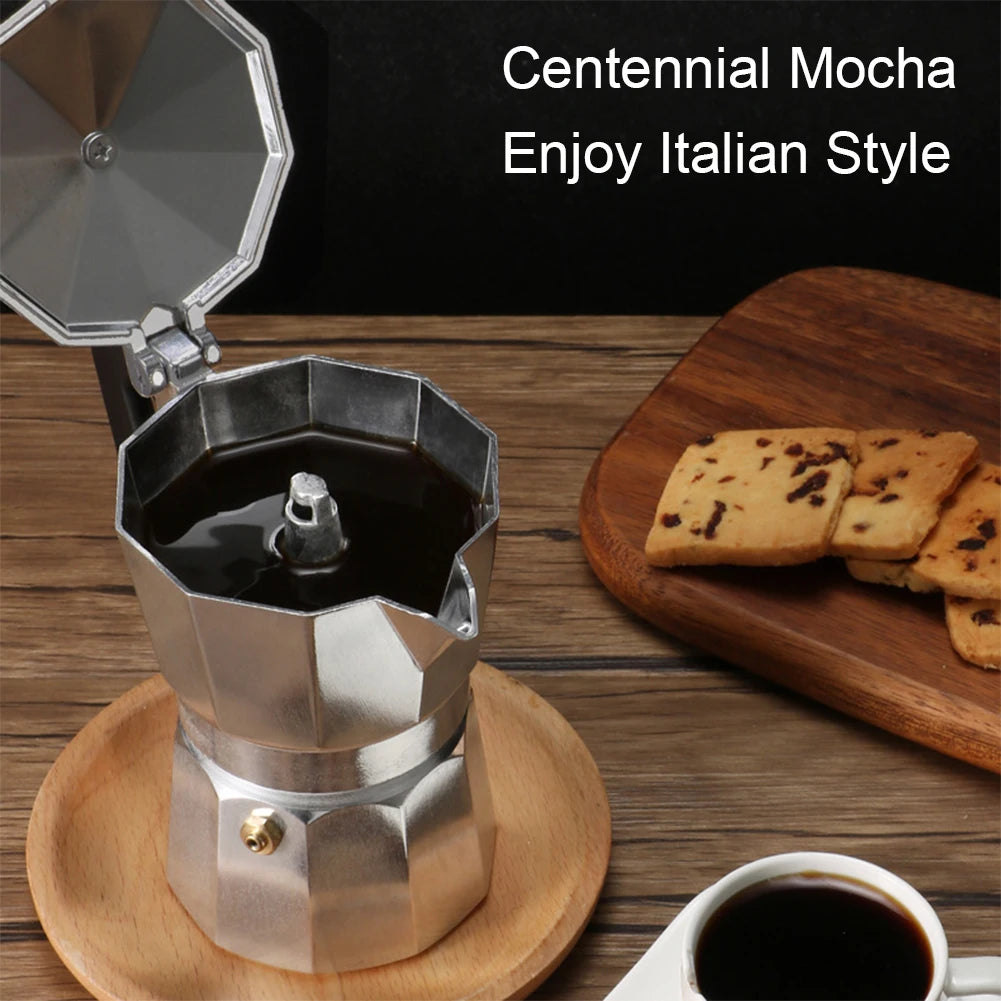 Aluminum Classic Stovetop Espresso Coffee Maker Continental Moka Percolator Pot for Italian Cuban 1/3/6/9/12 Cups 50/300/600ML