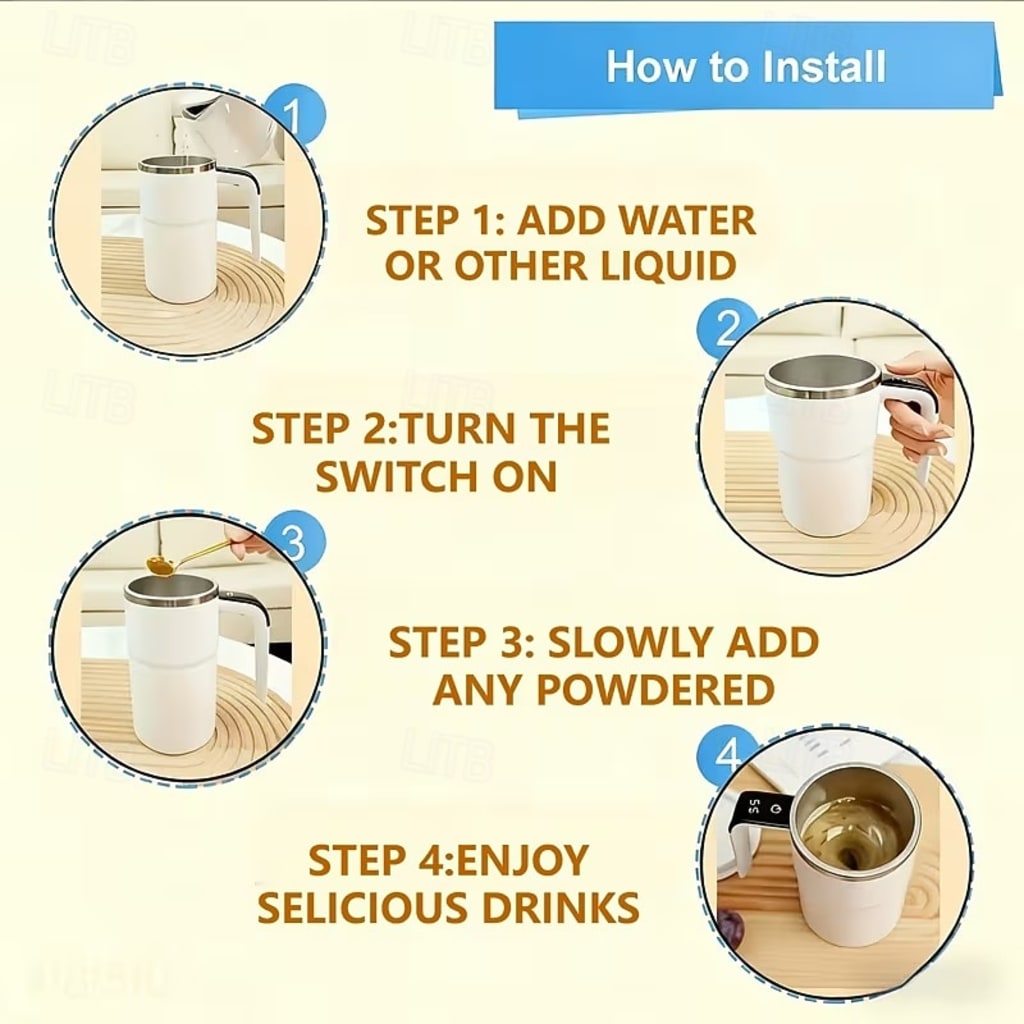 Electric Coffee Mug with LED Temperature Display - One-Touch Operation, 304 Stainless Steel, Suitable for Mixing Coffee, Milk, Tea, and Blended Drinks, Ideal for Office, Home & Outdoor Travel Use