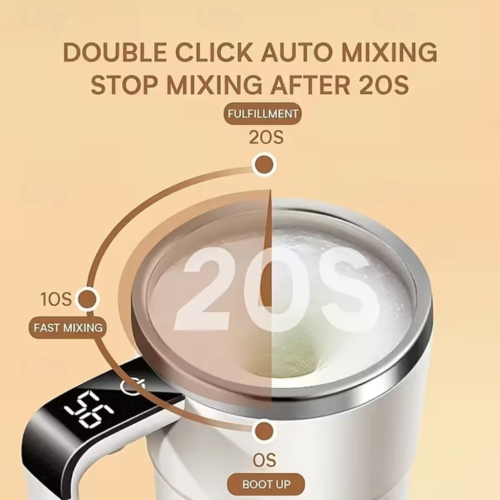 Electric Coffee Mug with LED Temperature Display - One-Touch Operation, 304 Stainless Steel, Suitable for Mixing Coffee, Milk, Tea, and Blended Drinks, Ideal for Office, Home & Outdoor Travel Use