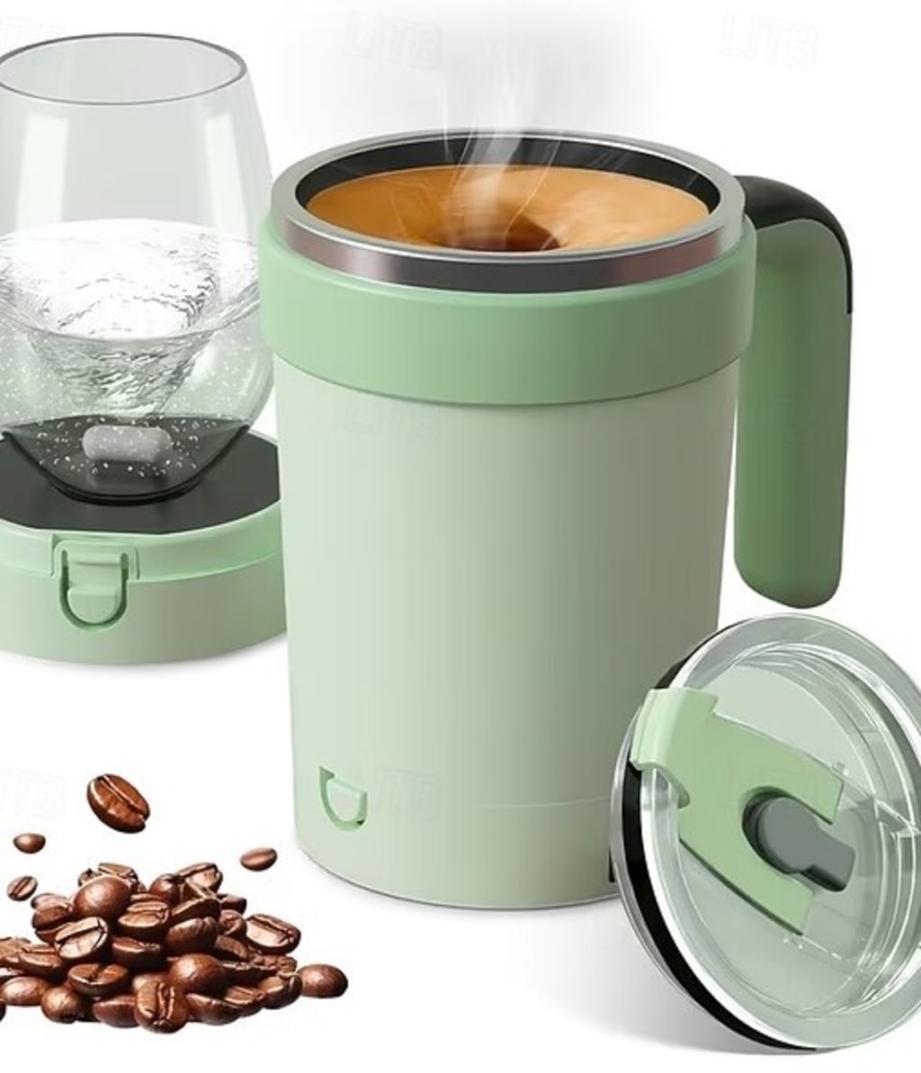 Electric Coffee Mug with LED Temperature Display - One-Touch Operation, 304 Stainless Steel, Suitable for Mixing Coffee, Milk, Tea, and Blended Drinks, Ideal for Office, Home & Outdoor Travel Use